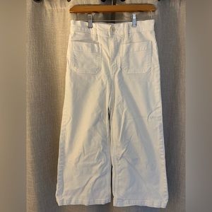 JCrew wide leg cropped white denim size 25. Point Sur line.